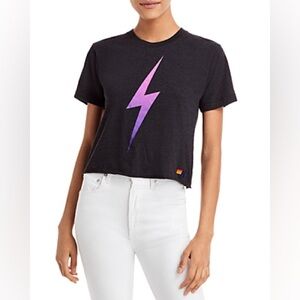 Aviator nation Women's Black and Purple Lightning Bolt T-Shirt